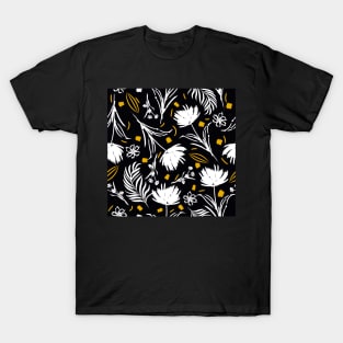 Black Flower Pattern T-Shirt
